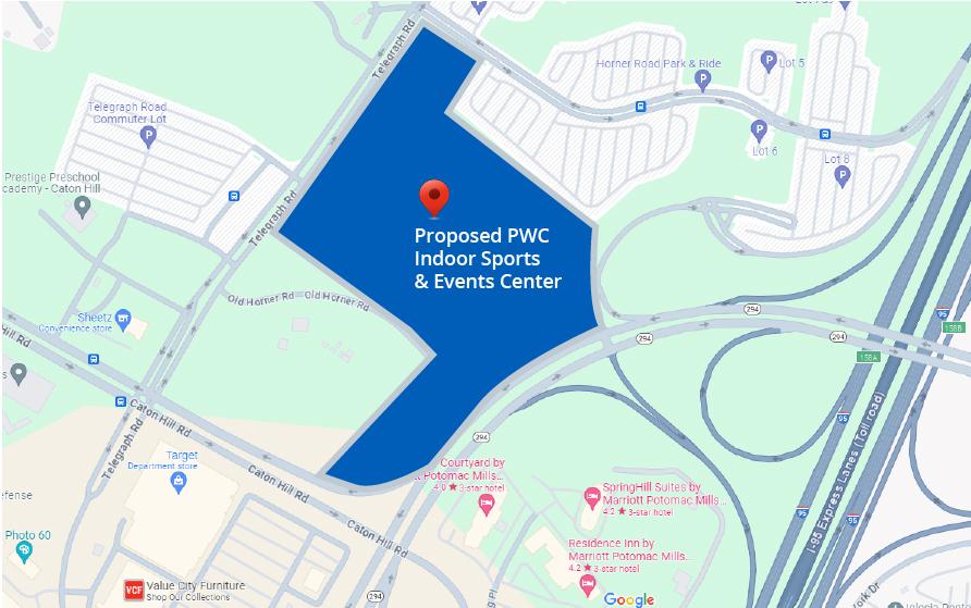 Map of proposed prince william county indoor sports complex in the occoquan district